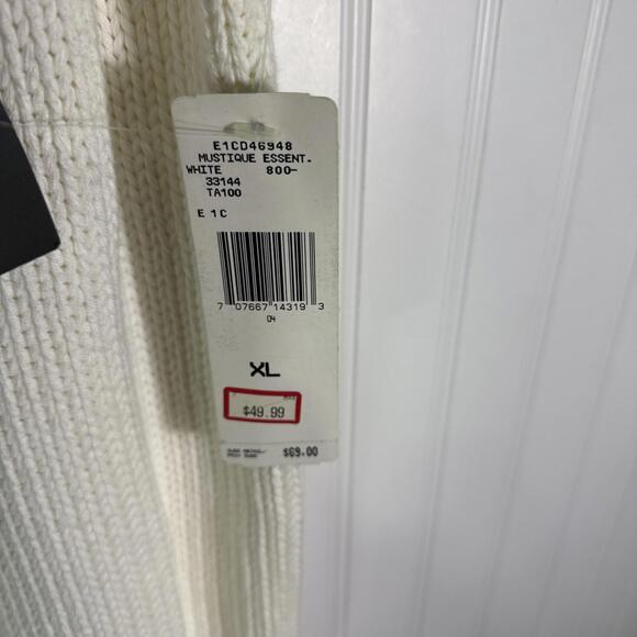 LRL Ralph Lauren Sweater White Sleeveless Turtleneck XL L Fitted Cotton Vintage - Picture 2 of 6